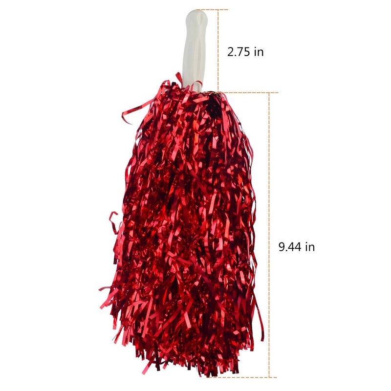baotongle 12 PCS Cheerleading Squad Spirited Fun Poms Pompoms Cheer Costume Accessory for Party Dance Sports (Reds) - Image 2